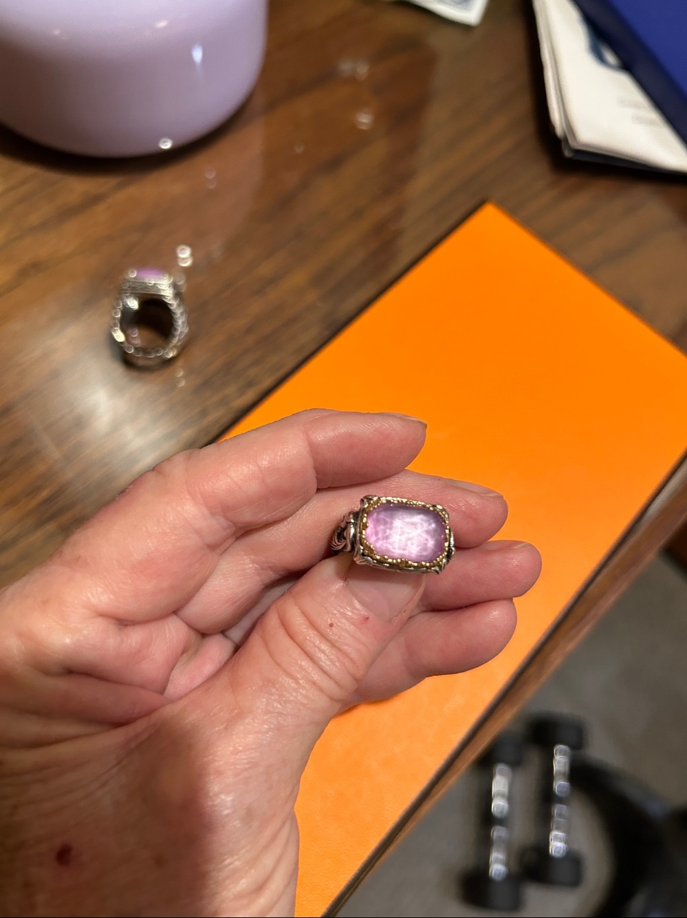 Konstantino 18k Gold & Sterling Silver Rock Crystal & Pink Sapphire doublet ring - Picture 7 of 8